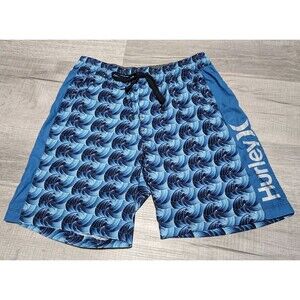 Hurley Swim Trunks Shorts Volley Blue Lined Performance Stretch Mens Sz Medium